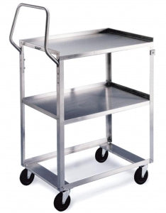 Lakeside Standard-Duty Stainless Steel Utility Carts - Stainless Steel Utility Cart, 300 lb., 2 Shelves, Ergonomic Handle - 6610