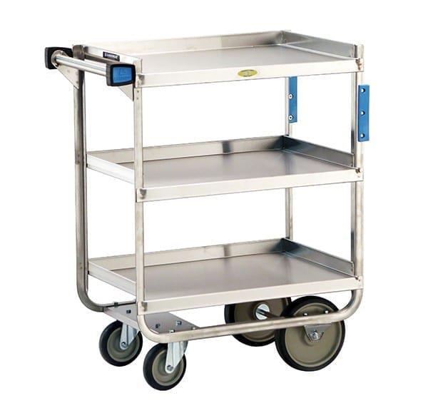 Lakeside Heavy-Duty Stainless Steel Utility Carts - Utility Cart, Stainless Steel, Heavy Duty, 700 lb., 3 Shelves, 16.25" x 30" x 34.25" - 711