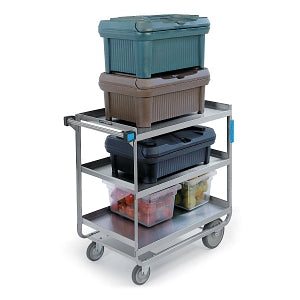 Lakeside Heavy-Duty Stainless Steel Utility Carts - Heavy-Duty Stainless-Steel Utility Cart, 700 lb., 3 Shelves, 22.375" x 38.625" x 37.125" - 744