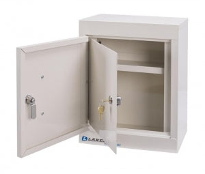 Lakeside Manufacturing Narcotics Cabinets - Double-Door Large Steel Narcotics Cabinet with Handle, Double Key Lock and One Adjustable Shelf, 12" W x 8" D x 15" H - LNC-11D