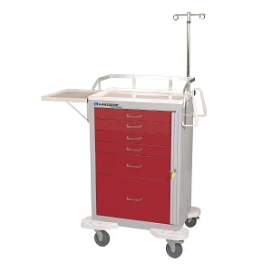 Lakeside Manufacturing Emergency Carts - Emergency Hybrid Cart with Three 3", Two 6" and One 9" Drawer and Breakaway Lock, Red / Telegraph Gray, 32" W x 25" D x 47-1/4" H - P-630-B-2R