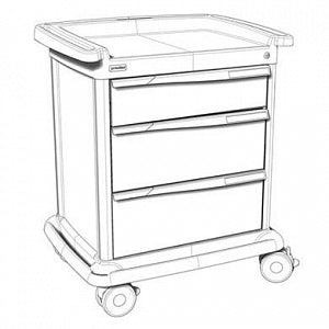 Lakeside Manufacturing Preciso Medical Carts - 3-Drawer Aluminum / Plastic Preciso Medical Cart with One 6" and Two 9" Drawer Configuration, Central Key Lock, 25" W x 33" L x 38.45" H, Powder-Coated Gray Sides - PRE24-3G