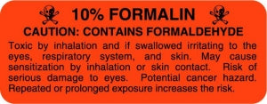 Centurion Centurion Formalin Laboratory Labels - Fluorescent Red 10% Formalin with Skulls Label - LL1537