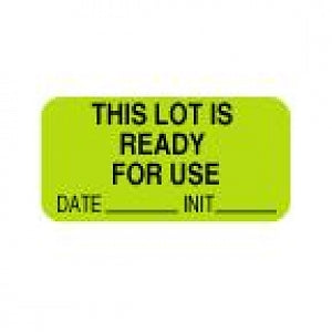 Centurion Centurion General Laboratory Preprinted Labels - Fluorescent Green This Lot Ready For Use Label - LL928