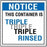 Labelmaster Triple Rinsed Labels - Triple Rinsed Paper Labels, 6" x 6" - TR333