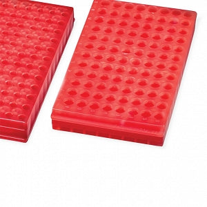 Labcon 96-Place Reversible Microtube Storage Racks - RACK, MCT, 0.5-2ML, PP, 96PL, RED, 5/PK - 2500-224-000