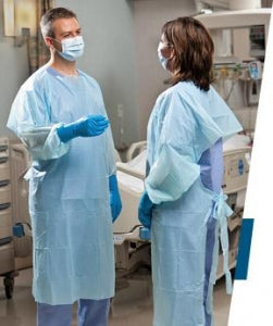 TIDI SafetyPlus Polyethylene Hospital Gown - MBO-GOWN, SAFETYPLUS, UNIVERSAL, LT BLU - 8575