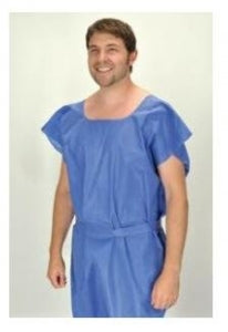 Tidi Patient Gowns - Patient Gown, Nonwoven, Dark Blue, 30" x 42" - 950545