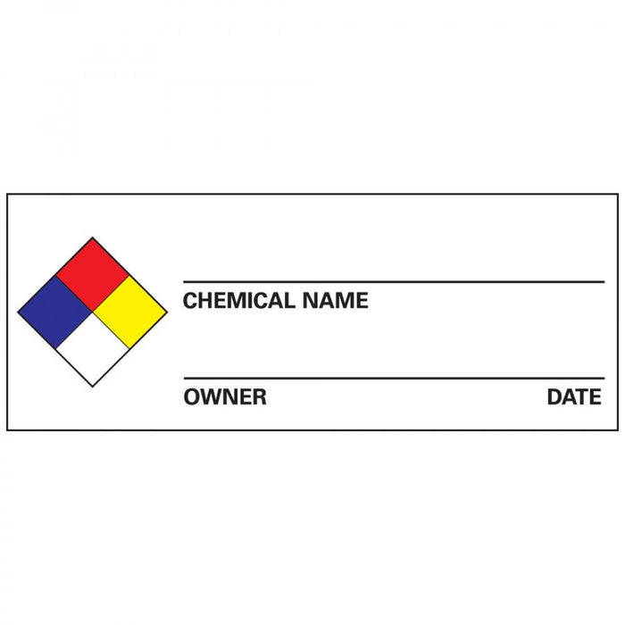 Label Paper Permanent Chemical Name Owner 1" Core 4" X 1 1/2" White 1000 Per Roll