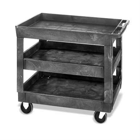 Large 3-Shelf Utility Cart with Raised Sides 26"W x 40"L x 32.5"H