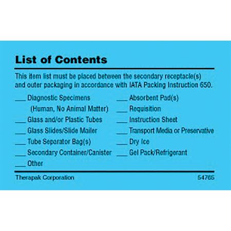 List of Contents Card List of Contents Card - 4.25"W x 2.75"H