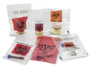 Medegen Zip-Closure Specimen Transport Bags with Pouch - Biohazard Specimen Bags with Zip Closure, 6" x 9" - 102