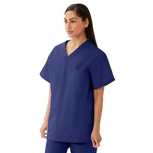 Medline AngelStat Unisex Reversible 4-Pocket Scrub Tops - AngelStat Unisex Reversible V-Neck 4-Pocket Scrub Top with Angelica Color-Coding, Size 6XL, Navy - M610NNT6XL-CA