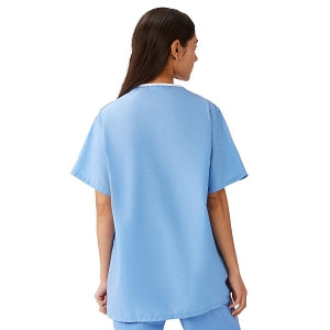 Medline AngelStat Unisex Reversible 4-Pocket Scrub Tops - AngelStat Unisex Reversible V-Neck 4-Pocket Scrub Top with Standard Color-Coding, Size 4XL, Ceil Blue - M610NTH4XL-CS