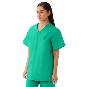 Medline AngelStat Unisex Reversible V-Neck Scrub Top with 4 Pockets - AngelStat Unisex Reversible V-Neck 4-Pocket Scrub Top with Angelica Color-Coding, Size 3XL, Jade - 630NTJXXXL-CA