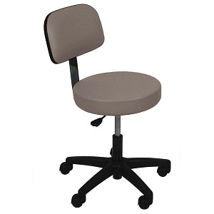 UMF Medical Exam Stool with Back - Pneumatic Padded Stool with Back and 5-Leg Plastic Base, Mocha - M6746MO