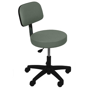 UMF Medical Exam Stool with Back - Pneumatic Padded Stool with Back and 5-Leg Plastic Base, Sage Green - M6746SG