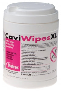 Metrex Research CaviWipes Disinfecting / Cleaning Wipes - CaviWipes XL Surface Disinfecting Wipes, 9" x 12", 65 Wipes per Canister - 13-1150