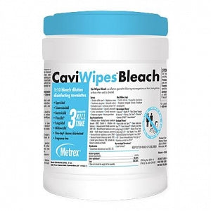 Metrex Research CaviWipes Bleach Disinfecting Towelettes - CaviWipes Bleach Disinfecting Towelettes, 90 per Canister, 6" x 10.5" - 13-9100