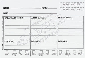 Briggs Healthcare Plastic Diet Tray Cards - Plastic Diet Tray Card, 5" x 3.5", Packs of 50 - 20R