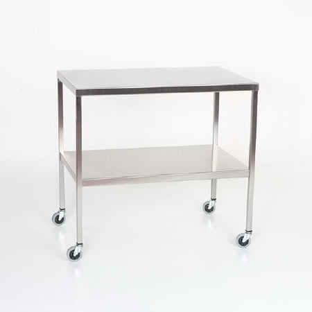 Mid Central Medical Stainless Steel Instrument Tables w/Shelf - Stainless Steel Instrument Table with Shelf and Rail, 24" x 48" x 34" - MCM507-GR