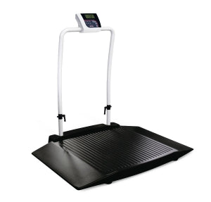 Rice Lake Weighing Systems Rice Lake Digital Wheelchair Scales - Digital Wheelchair Scale with 2 Ramps and Handrail, Weight Capacity of 1, 000 lb. (454 kg) - 141447