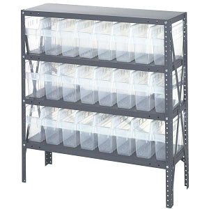 Quantum Storage Store-Max Bins with Steel Shelves - 36" x 18" x 39" Storage System with 4 Steel Shelves and 24 Store-Max Bins - 1839-SB803CL