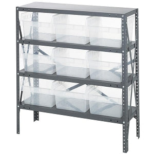 Quantum Storage Store-Max Bins with Steel Shelves - 36" x 18" x 39" Storage System with 4 Steel Shelves and Nine Store-Max Bins - 1839-SB810CL