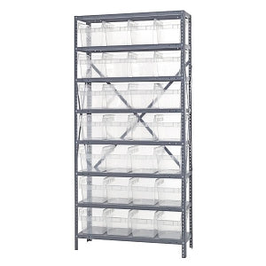 Quantum Storage Store-Max Bins with Steel Shelves - 36" x 18" x 75" Storage System with 8 Steel Shelves and 28 Store-Max Bins - 1875-SB808CL