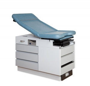 Enochs OB Gyn Examination Table - Manual Back Examination Table with Cambridge Blue Top Color, 5 Drawers and Electrical Outlet - 456RHGRPGCB