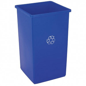 Grainger 25-gal. Blue Stationary Recycling Container and Lid - Blue 25-gal. Plastic Recycle Trash Container with Rolled Rim - 4UAU9