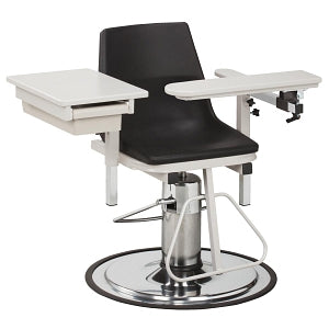 Clinton Industries Plastic Phlebotomy Chairs - H Series Hydraulic Plastic Blood Draw Chair with Flip-Up Arm, 300 lb. Weight Capacity, Drawer Included - 6340-P