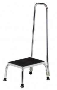 Clinton Industries Stainless Steel Step Stools - Chrome Plated Steel Step Stool with Handrail, 350 lb. Weight Capacity, 14.25" x 11.25" x 9" - T-50