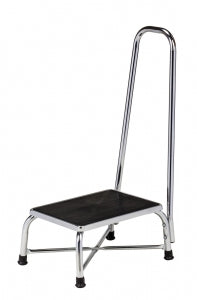 Clinton Industries Stainless Steel Step Stools - Chrome Plated Steel Step Stool with Handrail, 600 lb. Weight Capacity, 12.25" x 17" - T-6250