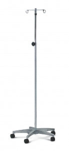 Clinton Industries IV Poles - IV Pole, 5 Leg, 4 Hook, Chrome, 23" Base, 52"-92" Height - IV-354