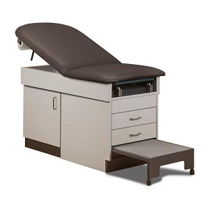 Clinton Family Practice Tables - Manual Exam Table with 2 Drawers, Ash Gray Base, Gunmetal Upholstery - 8890-1AG-3GM