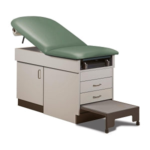 Clinton Family Practice Tables - Manual Exam Table with 2 Drawers, Ash Gray Base, Palm Coast Upholstery - 8890-1AG-3PC