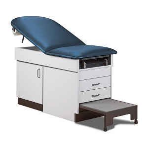 Clinton Family Practice Tables - Manual Exam Table with 2 Drawers, Gray Base, Royal Blue Upholstery - 8890-1GR-3RB