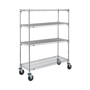 Intermetro Super Adjustable Super Erecta Carts and Shelving - Super Adjustable Super Erecta Chrome Cart, 4 Shelves, 48" x 24" x 69" - A556EC