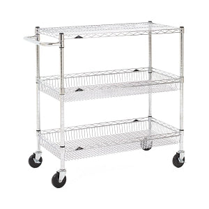 InterMetro METRO Chrome Wire Basket Utility Cart - 400-lb. Capacity Chrome Wire Basket Utility Cart - BASCART-SR