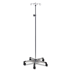 Clinton Industries IV Pole with Five Legs and Four Hooks - POLE, IV, 5 LEG, 4 HOOK, ALUMINUM BASE - IVS-354