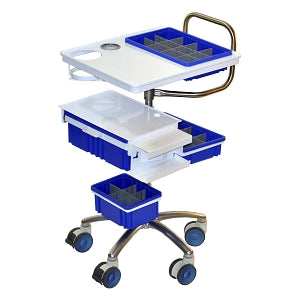 Medline Medline Phlebotomy Carts - Blood Draw Charting Cart with Vertical Handle, Pen Holder, Sani Wipe Holder - MDRMED1216HB