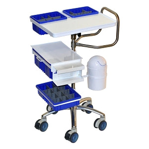 Medline Medline Phlebotomy Carts - Blood Draw Cart with 29" Outer Pole and Levina Casters, Drawer and Glove Box Combo, Garbage Bin - MDRMED1222HS