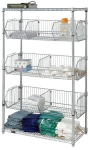 Quantum Storage Stationary Modular Wire Basket Units - 18" x 36" x 63" Stationary Modular Wire Basket Unit - 1836BC6C