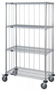 Quantum Storage Systems 3-Sided Carts with 4 Wire Shelves - 3-Sided 18" x 36" x 69" Enclosure Carts with 4 Wire Shelves - M1836C46RE