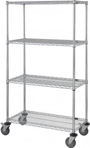 Quantum Storage Systems Mobile Shelf Carts with Four Wire Shelves - 18"W x 36"L x 69"H Mobile Cart with 4 Wire Shelves - M1836C46