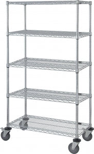 Quantum Storage Systems Mobile Shelf Carts with Five Wire Shelves - 18"W x 36"L x 80"H Mobile Cart with 5 Wire Shelves - M1836C47-5