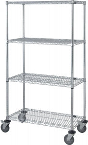 Quantum Storage Systems Mobile Shelf Carts with Four Wire Shelves - 18"W x 36"L x 80"H Mobile Cart with 4 Wire Shelves - M1836C47