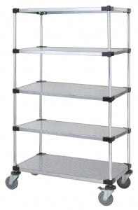 Quantum Storage Systems Mobile Shelf Carts with Five Solid Shelves - 18"W x 36"L x 69"H Mobile Cart with 5 Solid Shelves - M1836SG46-5