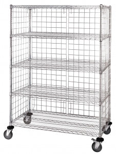 Quantum Storage Systems 3-Sided Carts with 5 Wire Shelves and Panels - 3-Sided 24" x 36" x 69" Enclosure Cart with 5 Wire Shelves - M2436C46E-5